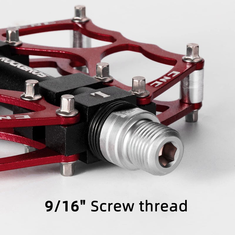 روكبروز دواسات دراجات جبلية من روك بروس، دواسات مانعة للانزلاق، دواسات متينة وخفيفة الوزن مصنوعة من سبائك الألومنيوم للدراجات الجبلية ودراجات التنقل والدراجات الترفيهية، مقاس 9/16 بوصة. - Image 3